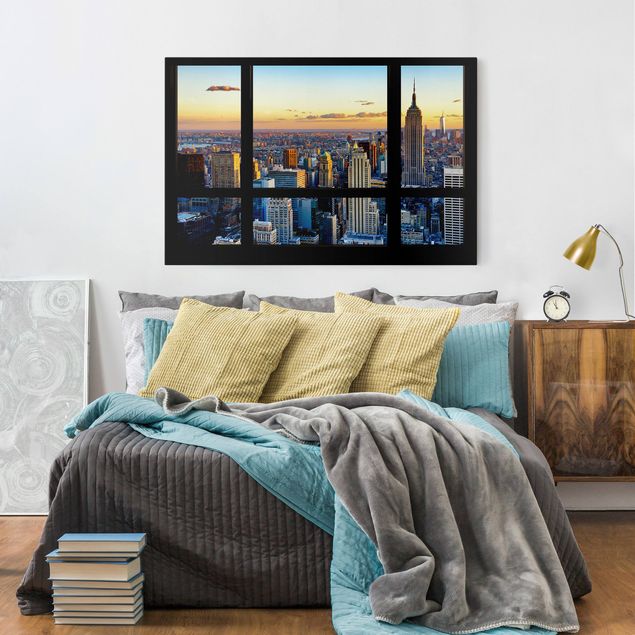 Canvastavlor New York Window view - Sunrise New York