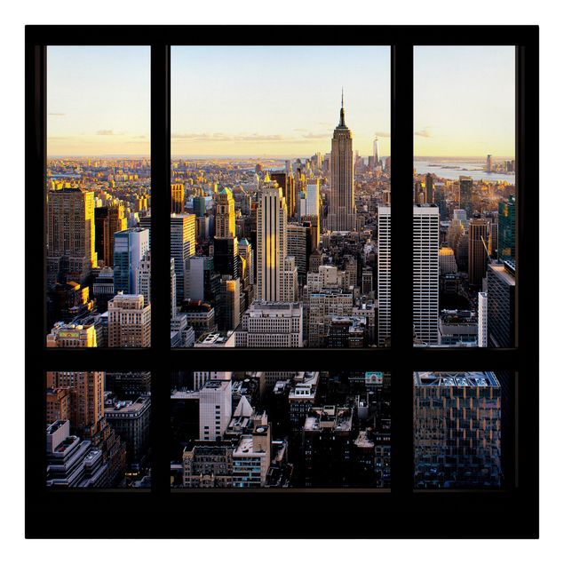 Tavlor arkitektur och skyline Window View At Night Over New York
