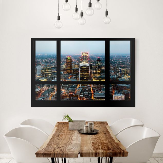 Canvastavlor London Window view illuminated skyline of London
