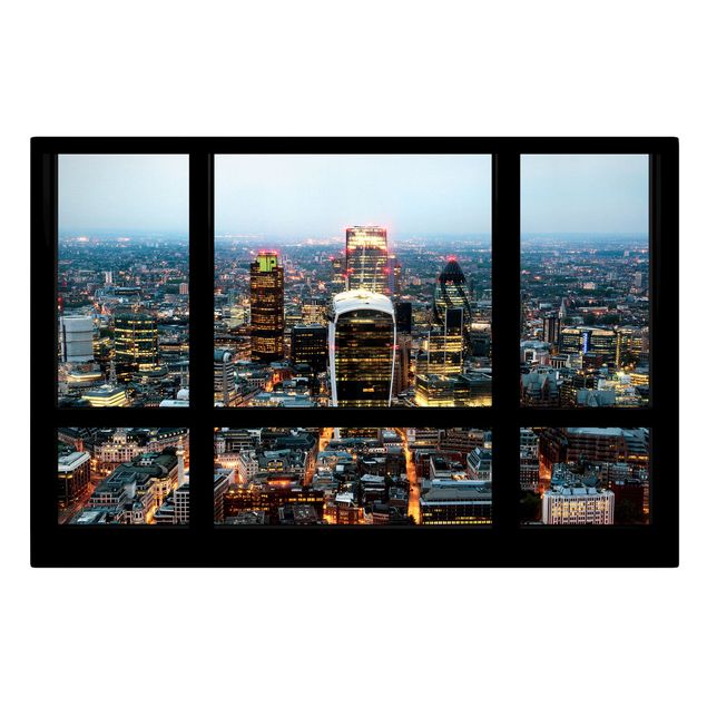Tavlor arkitektur och skyline Window view illuminated skyline of London