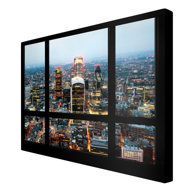 Tavlor modernt Window view illuminated skyline of London
