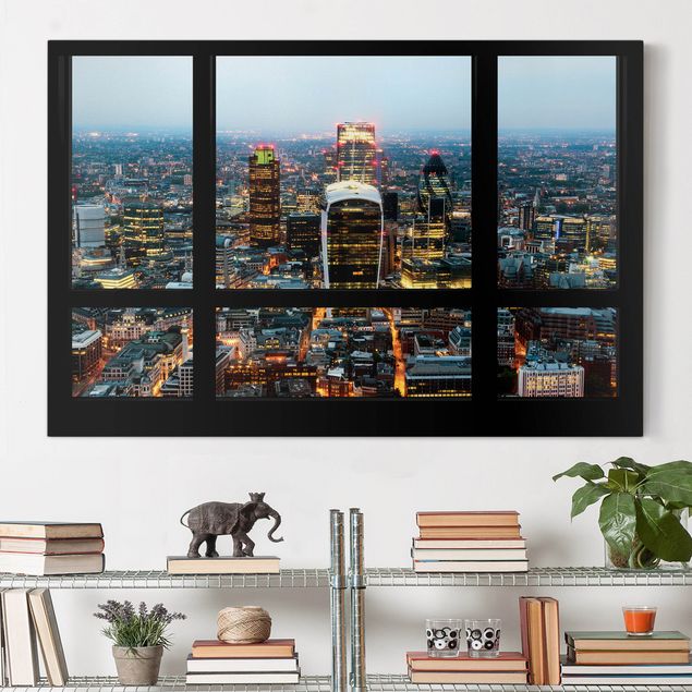 Kök dekoration Window view illuminated skyline of London