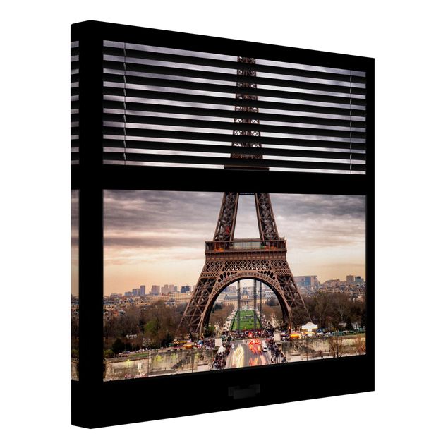 Canvastavlor Arkitektur och Skyline Window Blinds View - Eiffel Tower Paris