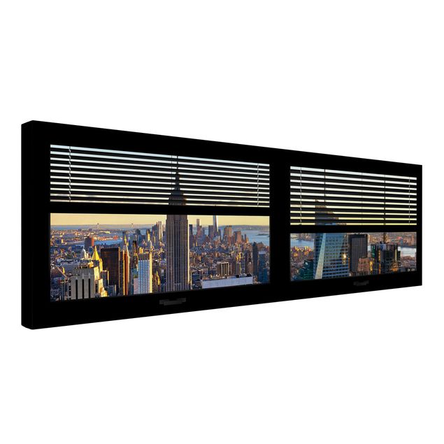 Canvastavlor solnedgångar Window View Blinds - Manhattan Evening