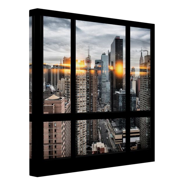 Canvastavlor Arkitektur och Skyline Windows Overlooking New York With Sun Reflection