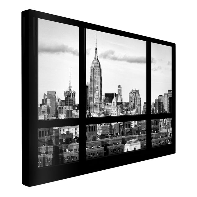 Canvastavlor Arkitektur och Skyline Window Manhattan Skyline black-white