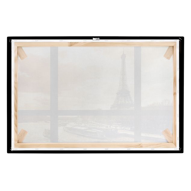 Tavlor modernt Window view - Paris Eiffel Tower sunset
