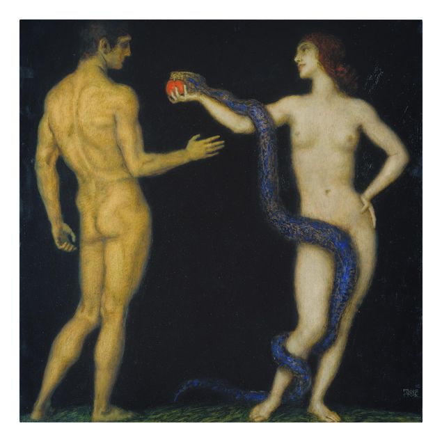 Tavlor naken och erotik Franz von Stuck - Adam and Eve