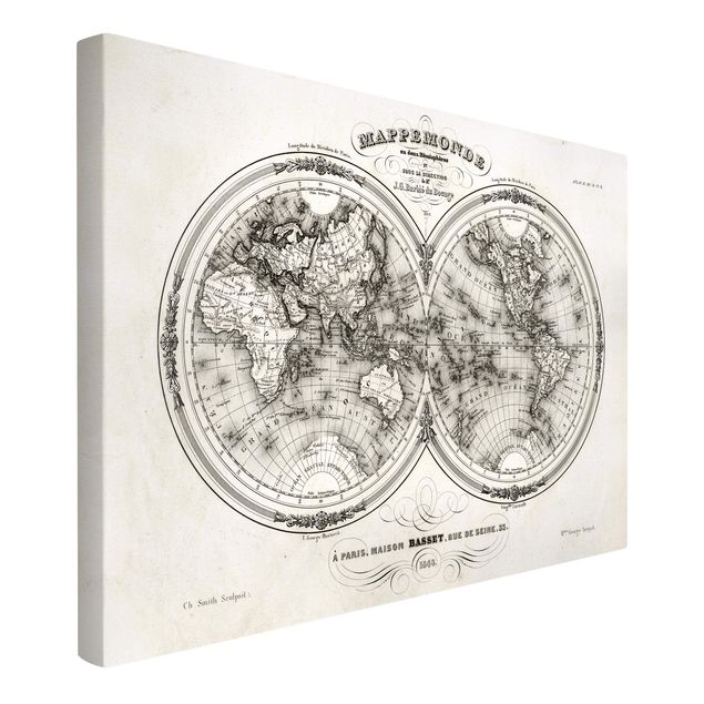 Tavlor världskartor French map of the hemispheres from 1848