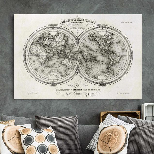 Kök dekoration French map of the hemispheres from 1848