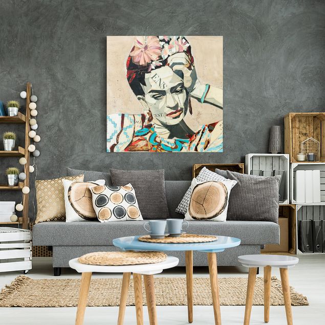 Canvastavlor konstutskrifter Frida Kahlo - Collage No.1