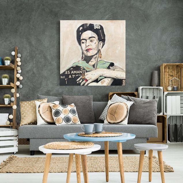 Canvastavlor konstutskrifter Frida Kahlo - Collage No.4