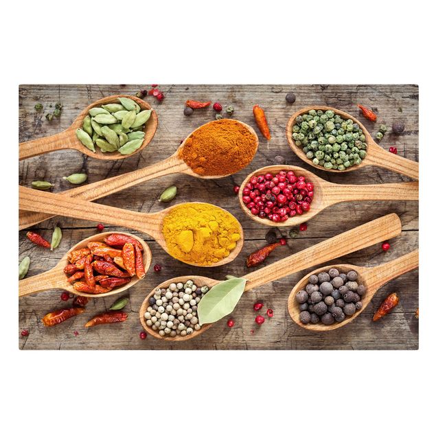 Tavlor blommor  Spices On Wooden Spoon