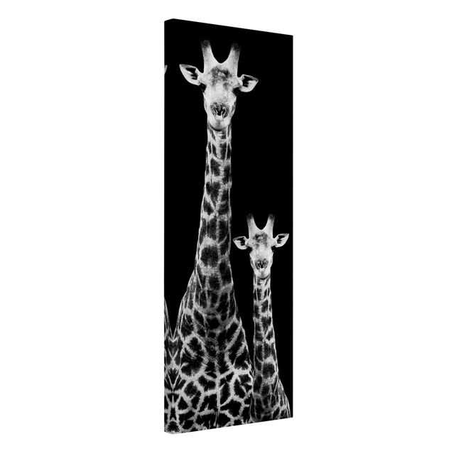 Canvastavlor giraffer Giraffe Duo Black And White