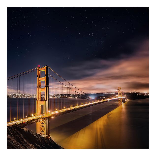 Tavlor svart Golden Gate To Stars