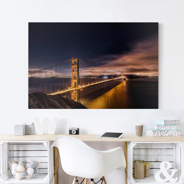 Canvastavlor Arkitektur och Skyline Golden Gate To Stars