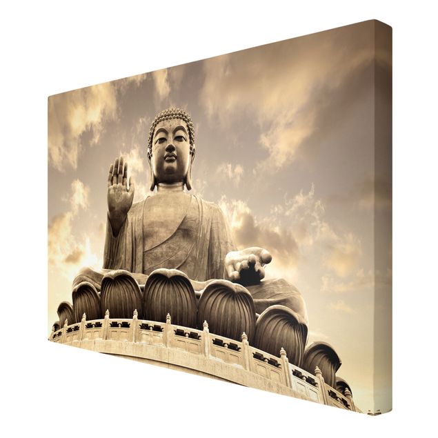 Canvastavlor Big Buddha Sepia