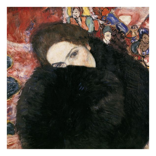 Canvastavlor konstutskrifter Gustav Klimt - Lady With A Muff