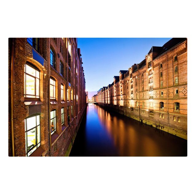 Tavlor arkitektur och skyline Hamburg Warehouse District