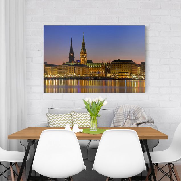 Canvastavlor Arkitektur och Skyline Hamburg Panorama