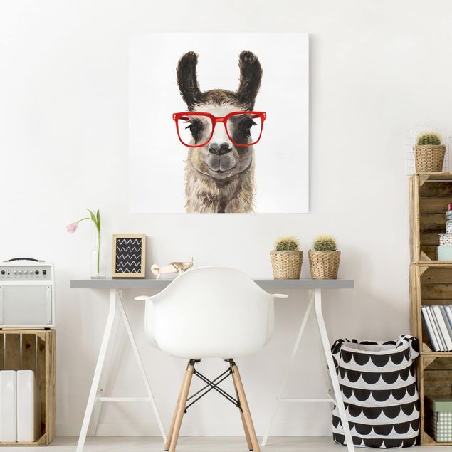 Canvastavlor djur Hip Lama With Glasses II