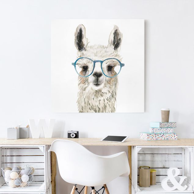 Canvastavlor djur Hip Lama With Glasses III