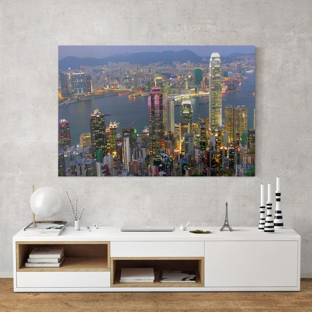Canvastavlor Asien Hong Kong Skyline