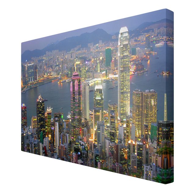 Tavlor modernt Hong Kong Skyline