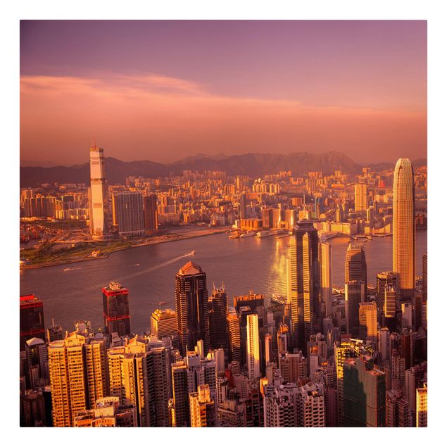 Tavlor arkitektur och skyline Hong Kong Sunset