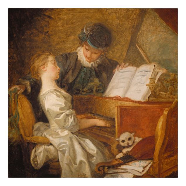 Canvastavlor konstutskrifter Jean Honoré Fragonard - The Piano Lesson