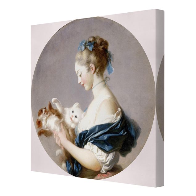 Konstutskrifter Jean Honoré Fragonard - Girl playing with a Dog and a Cat