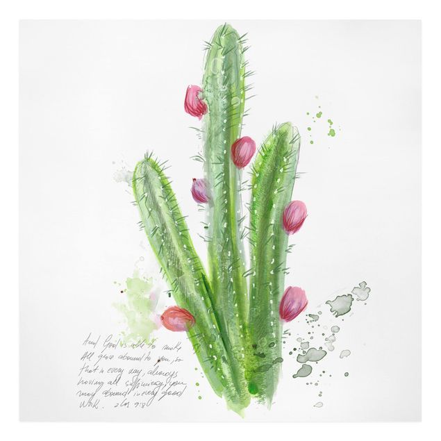 Tavlor grön Cactus With Bibel Verse II
