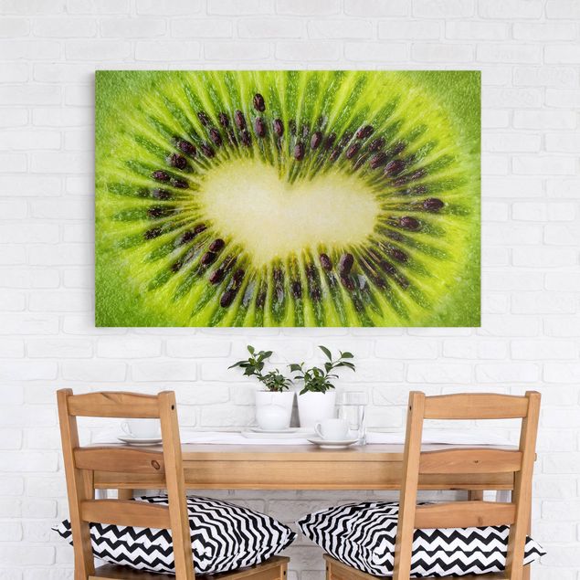 Canvastavlor grönsaker och frukt Kiwi Heart