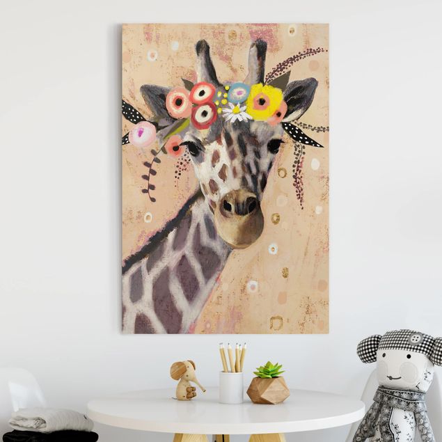 Canvastavlor giraffer Klimt Giraffe