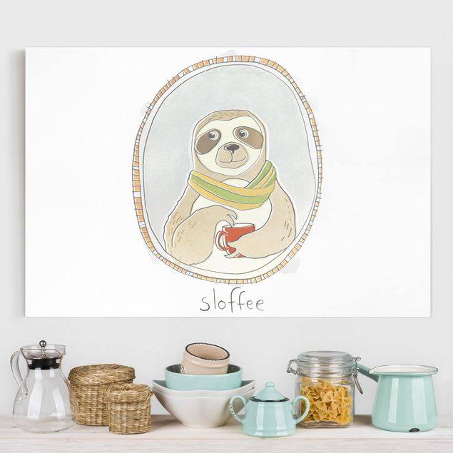 Canvastavlor ordspråk Caffeinated Sloth