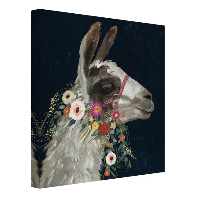 Tavlor djur Lama With Floral Decoration I