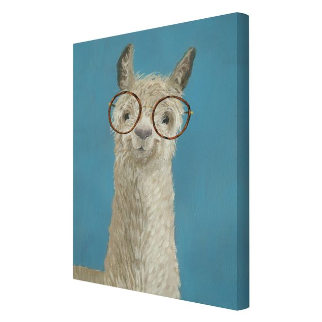 Tavlor blå Lama With Glasses I