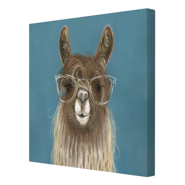 Tavlor blå Lama With Glasses III