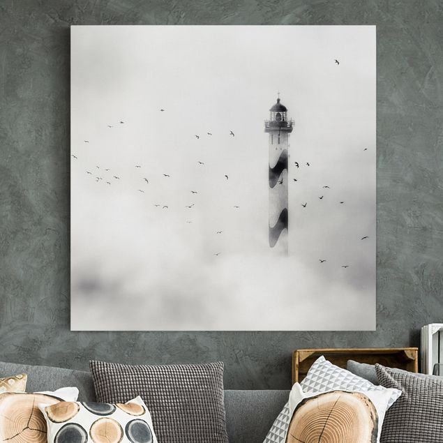 Kök dekoration Lighthouse In The Fog