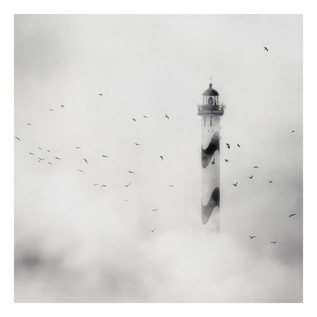 Tavlor hav Lighthouse In The Fog
