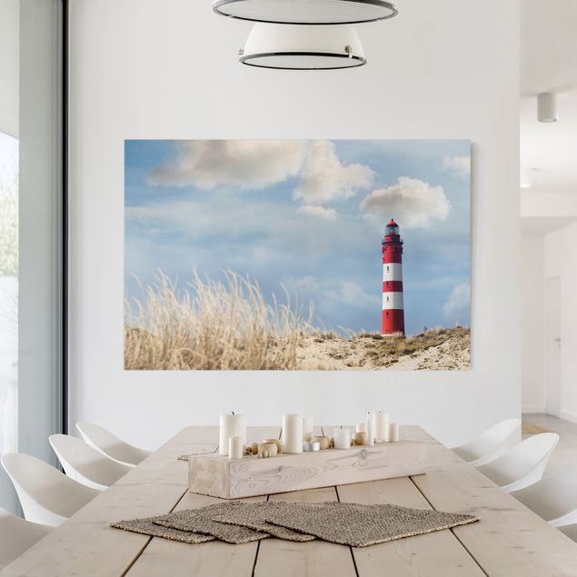 Canvastavlor dyner Lighthouse Between Dunes