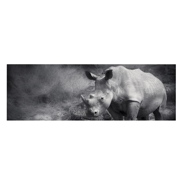 Tavlor svart och vitt Lonesome Rhinoceros