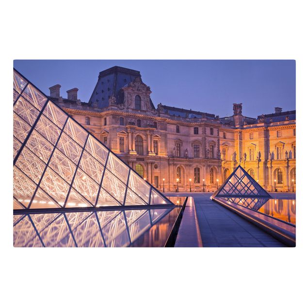 Tavlor arkitektur och skyline Louvre Paris At Night