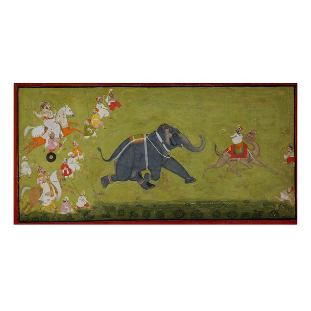 Konststilar Maharaja Jagat Singh Pursues A Fleeing Elephant