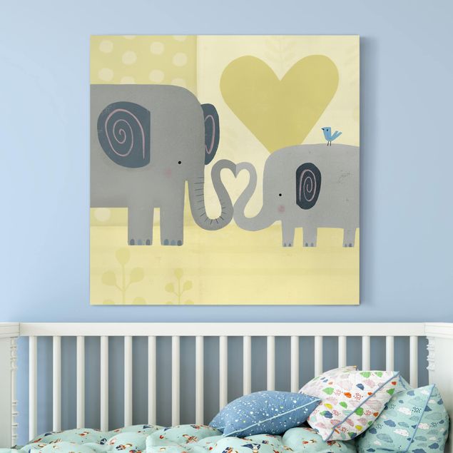 Canvastavlor elefanter Mum And I - Elephants