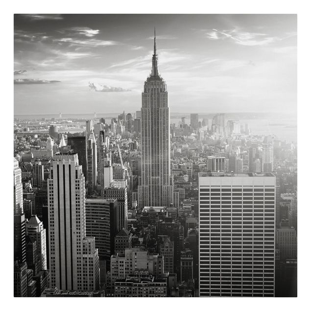 Canvastavlor svart och vitt Manhattan Skyline