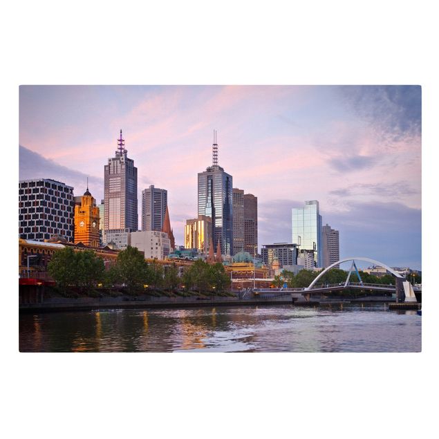 Canvastavlor Arkitektur och Skyline Melbourne at sunset