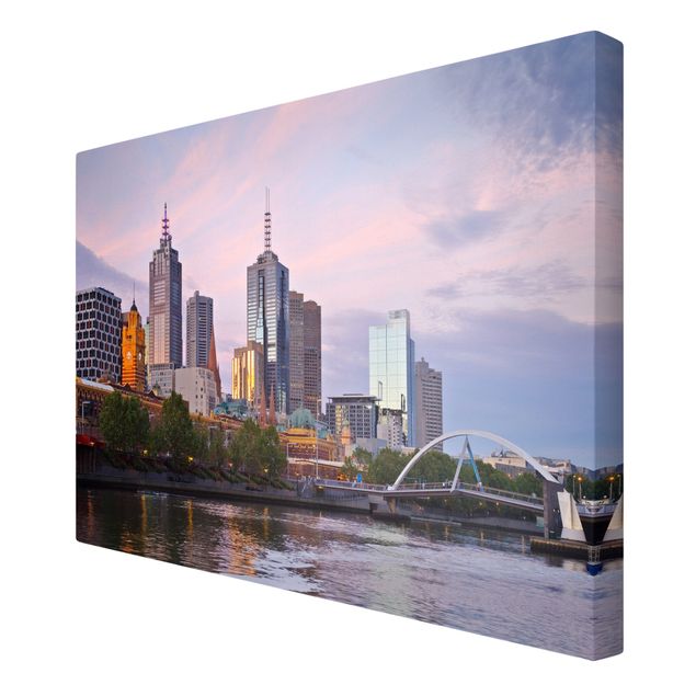 Tavlor arkitektur och skyline Melbourne at sunset