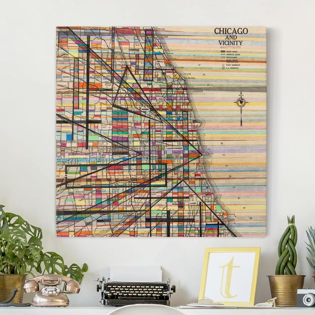 Canvastavlor världskartor Modern Map Of Chicago