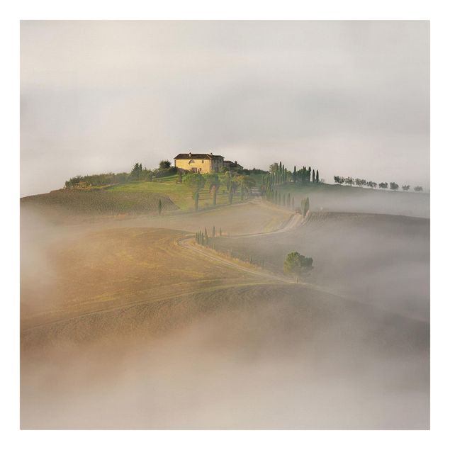 Tavlor natur Morning Fog In The Tuscany